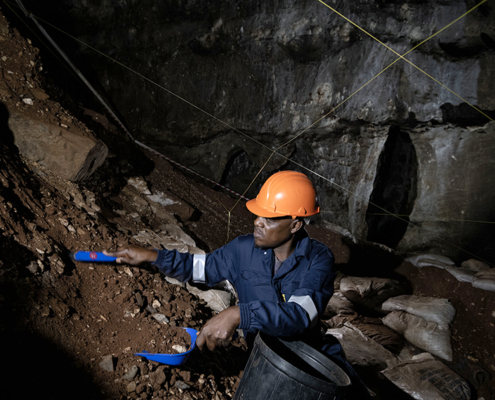 The remains of hominins have accumulated underground in huge deposits. The remains of hominins have accumulated underground in huge deposits.